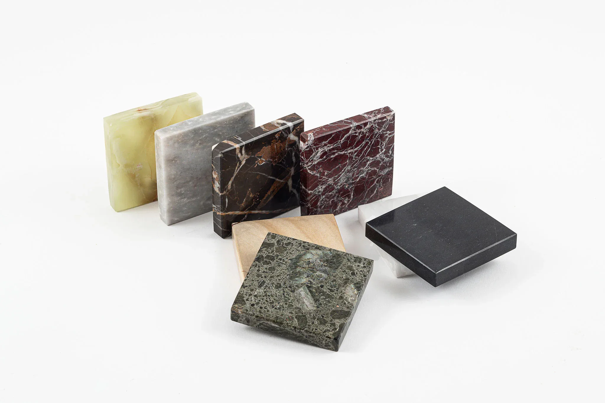 A palette of marble and stone samples